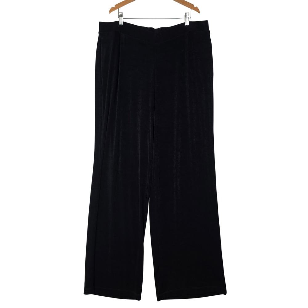Chico's Travelers Women's 3T XL Tall Black Wide Leg Pull On Pants Pockets New